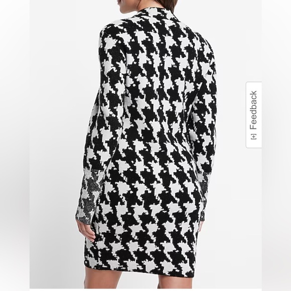Express Houndstooth Print Mini Sweater Dress in Black & White - Picture 6 of 16